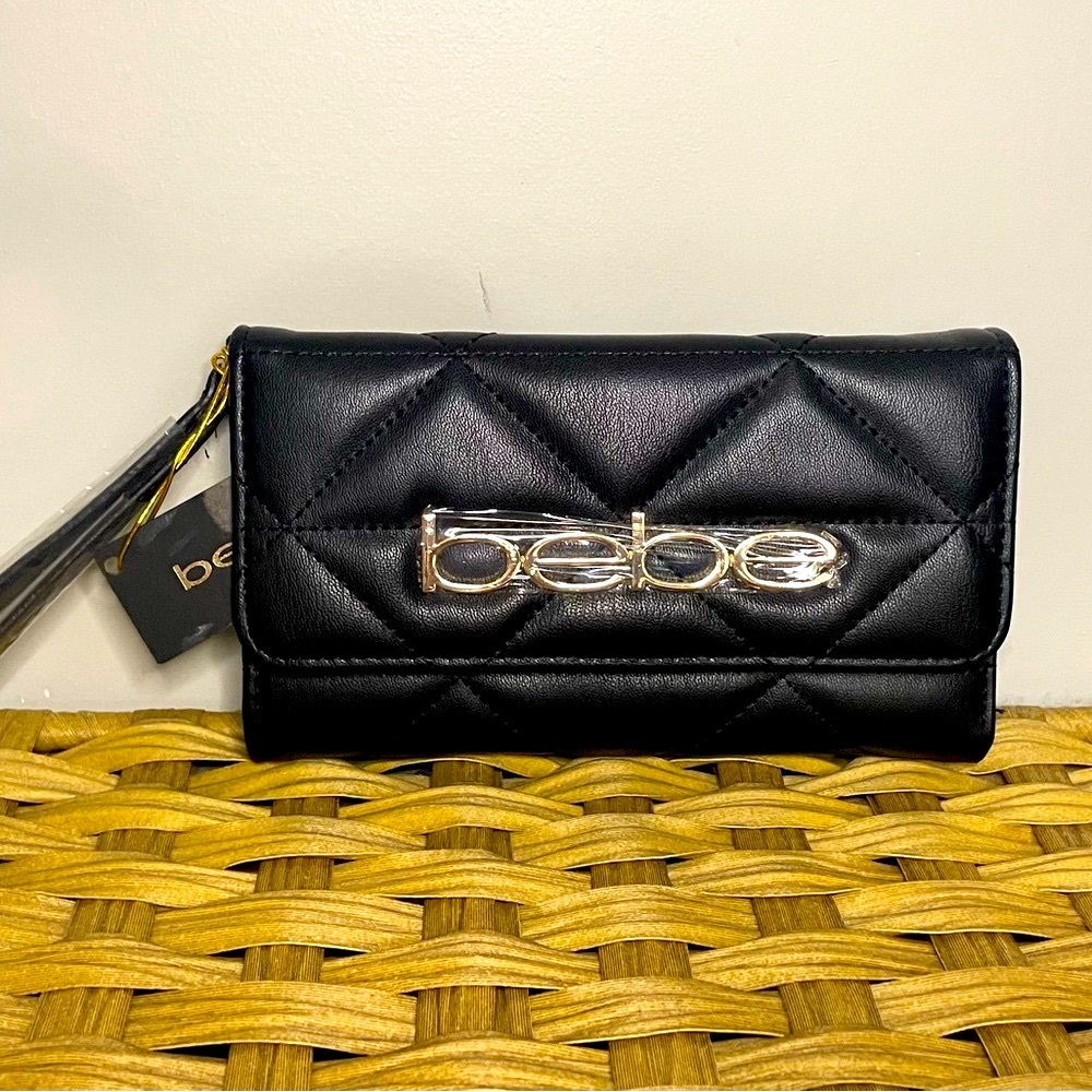 Bebe Black Quilted Women's Wallet - Picture 2 of 13
